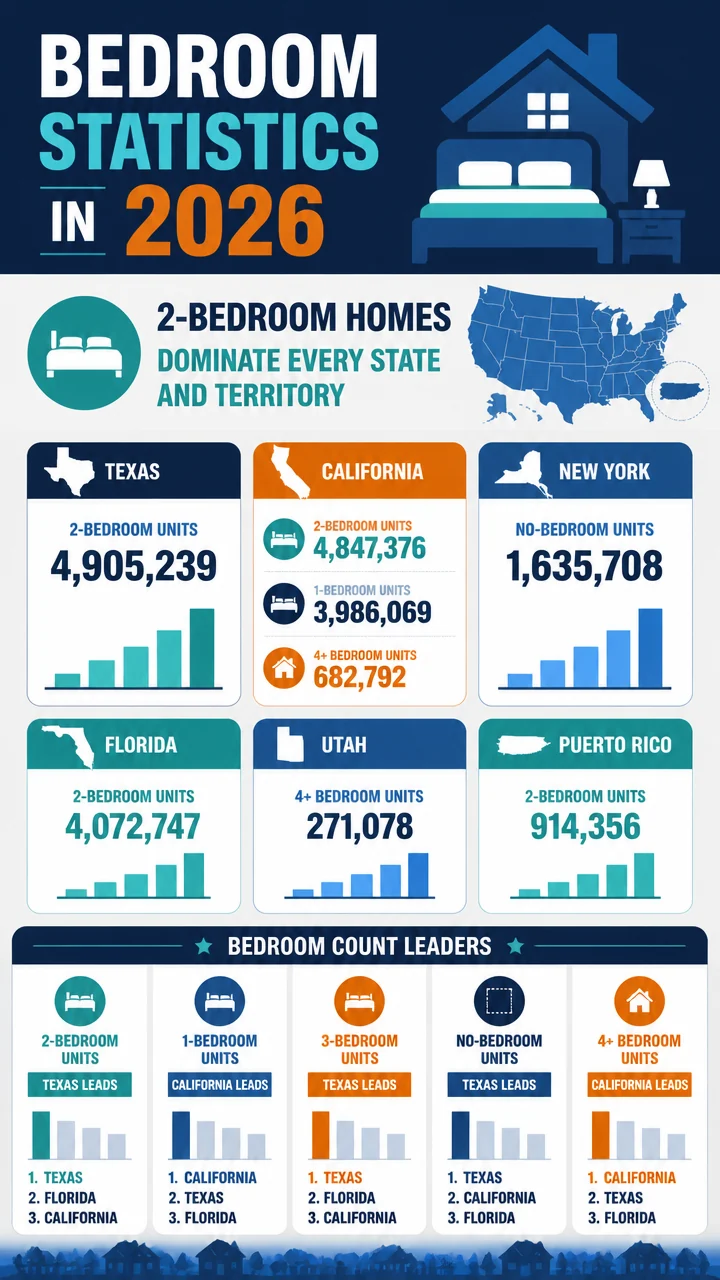 Bedroom Statistics in 2026: The State-by-State Housing Pattern Report