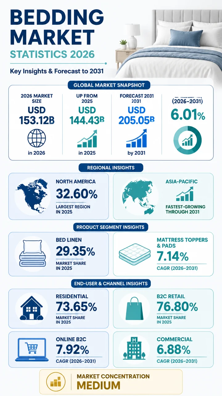 Bedding Market Statistics 2026: Growth Forecasts, Category Shares, and the Companies Shaping the Sleep Economy
