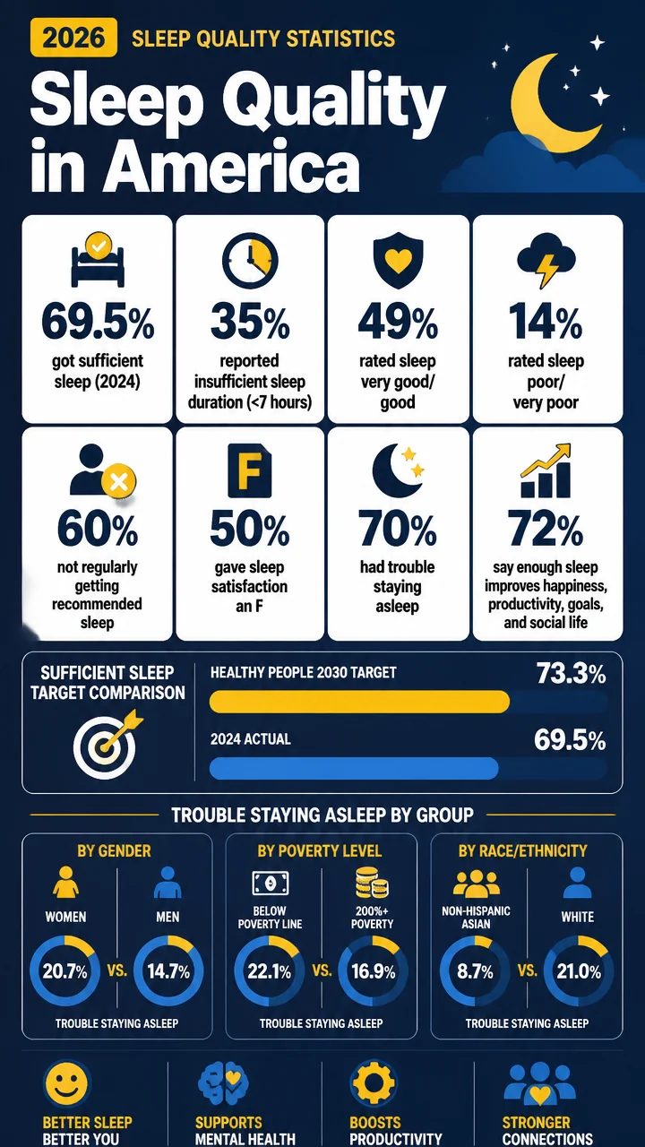 Sleep Quality Statistics 2026: What the Latest Data Says About American Sleep, Stress, and Well-Being