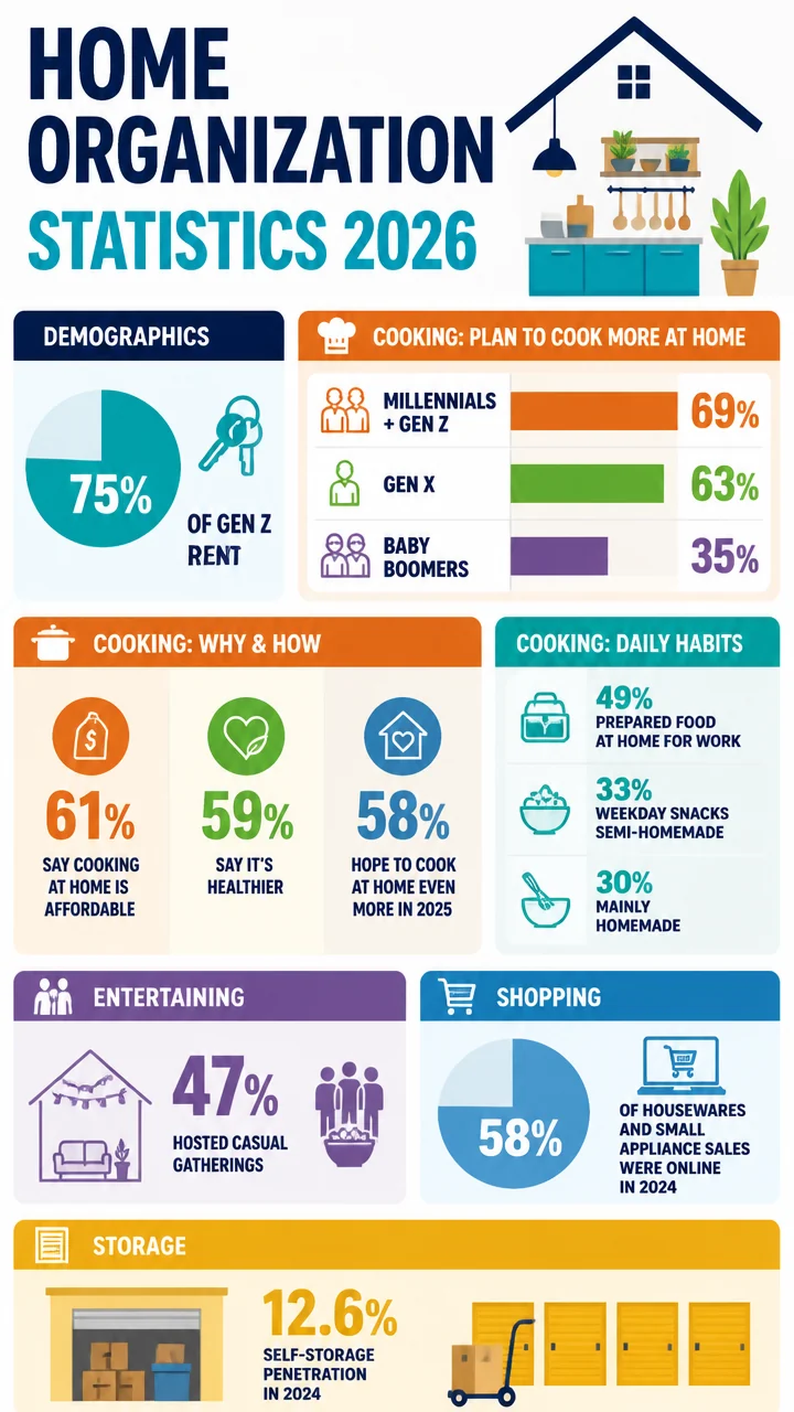 Home Organization Statistics 2026: The Surprising Data Behind Cooking, Cleaning, Entertaining, and Storage