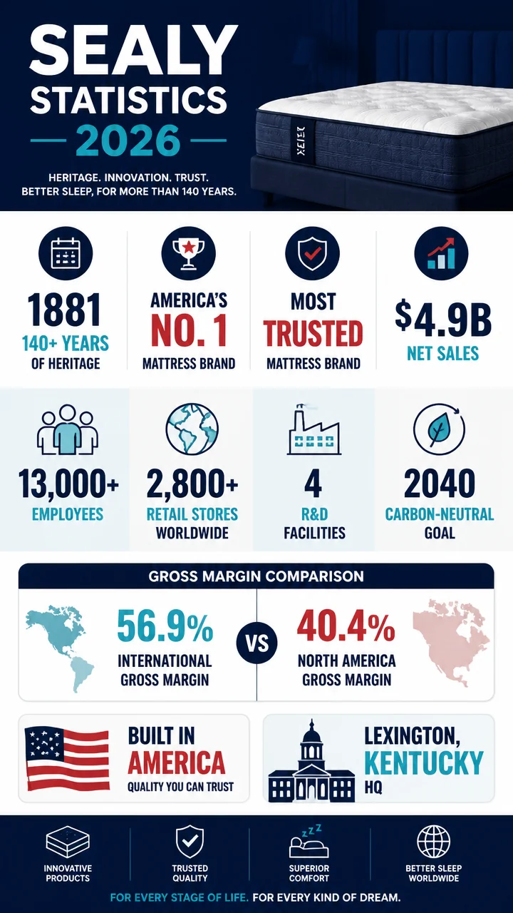 Sealy Statistics 2026: The Biggest Numbers Behind America’s Mattress Brand