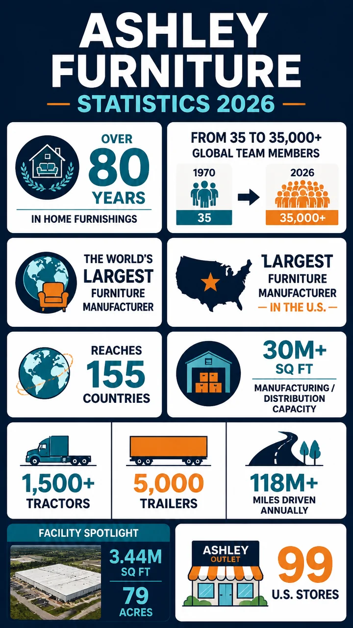 Ashley Furniture Statistics 2026: Massive Scale, Sustainability Wins, and Retail Reach
